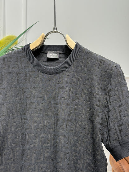 FF Black Knitted Tshirt For Men