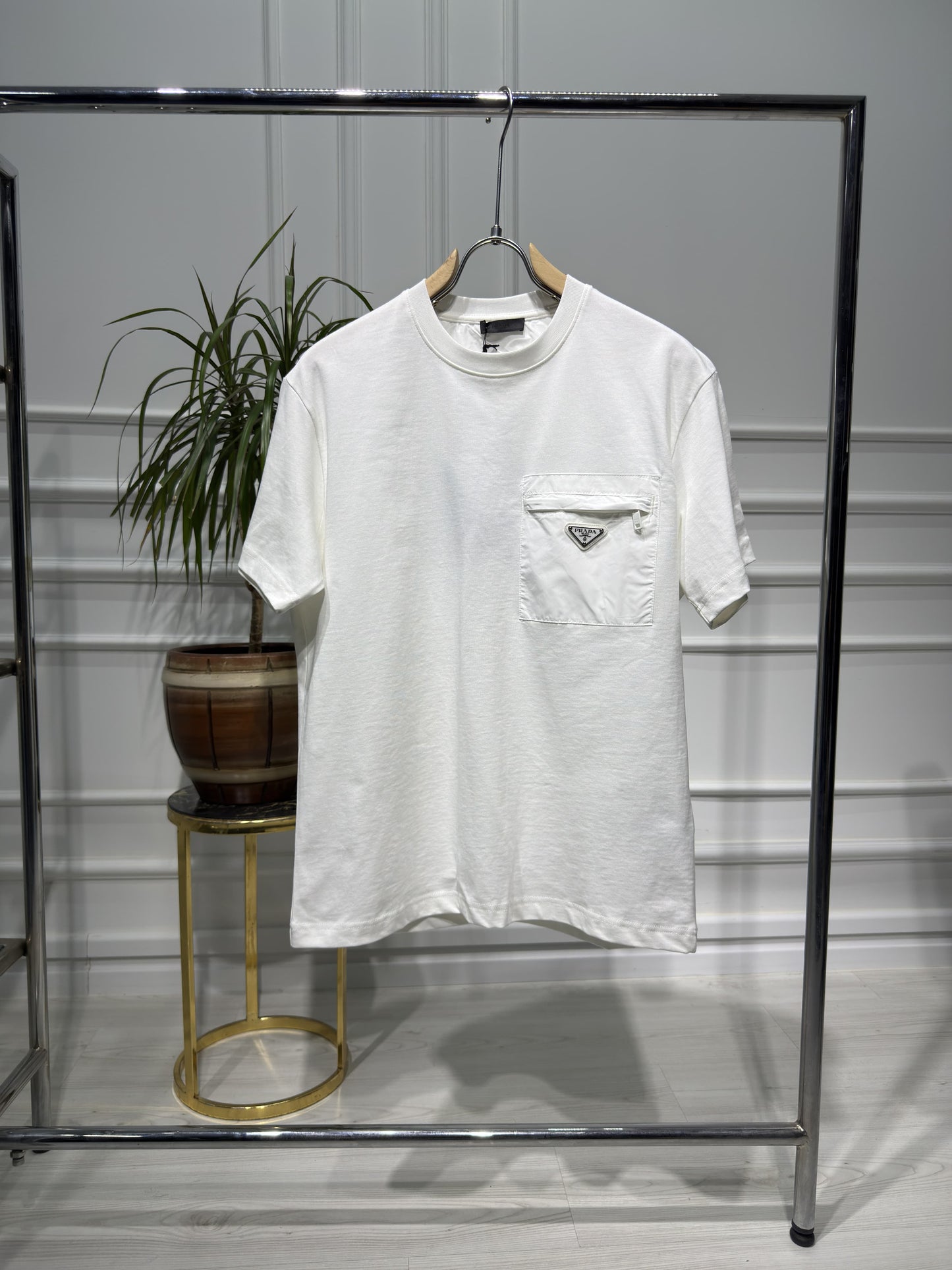 Nylon Pocket White Tshirt For Men