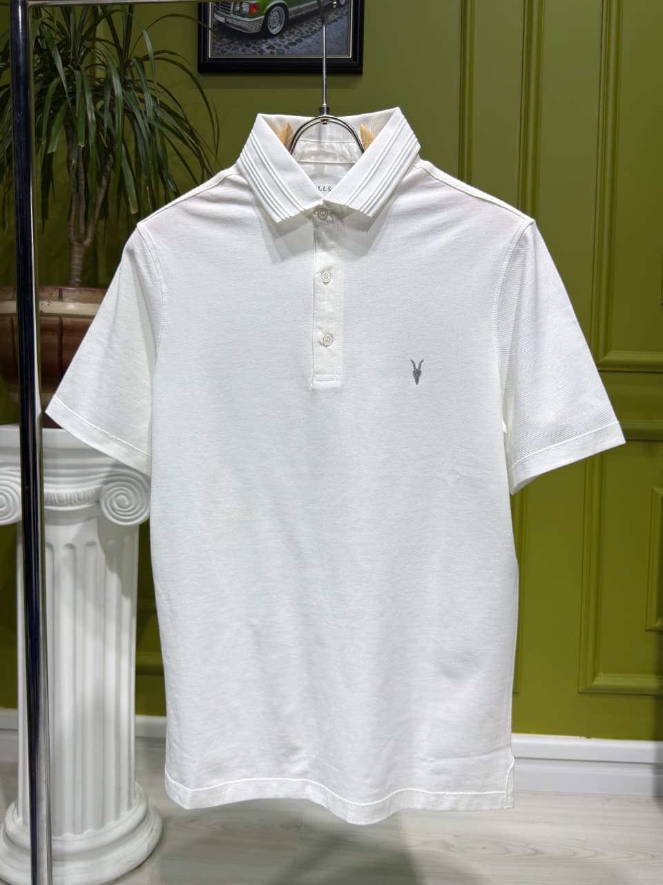 Allsaints White Polo Tshirt For Men