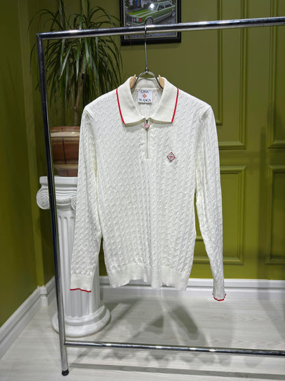 Casablanca White cable-knit polo for Men