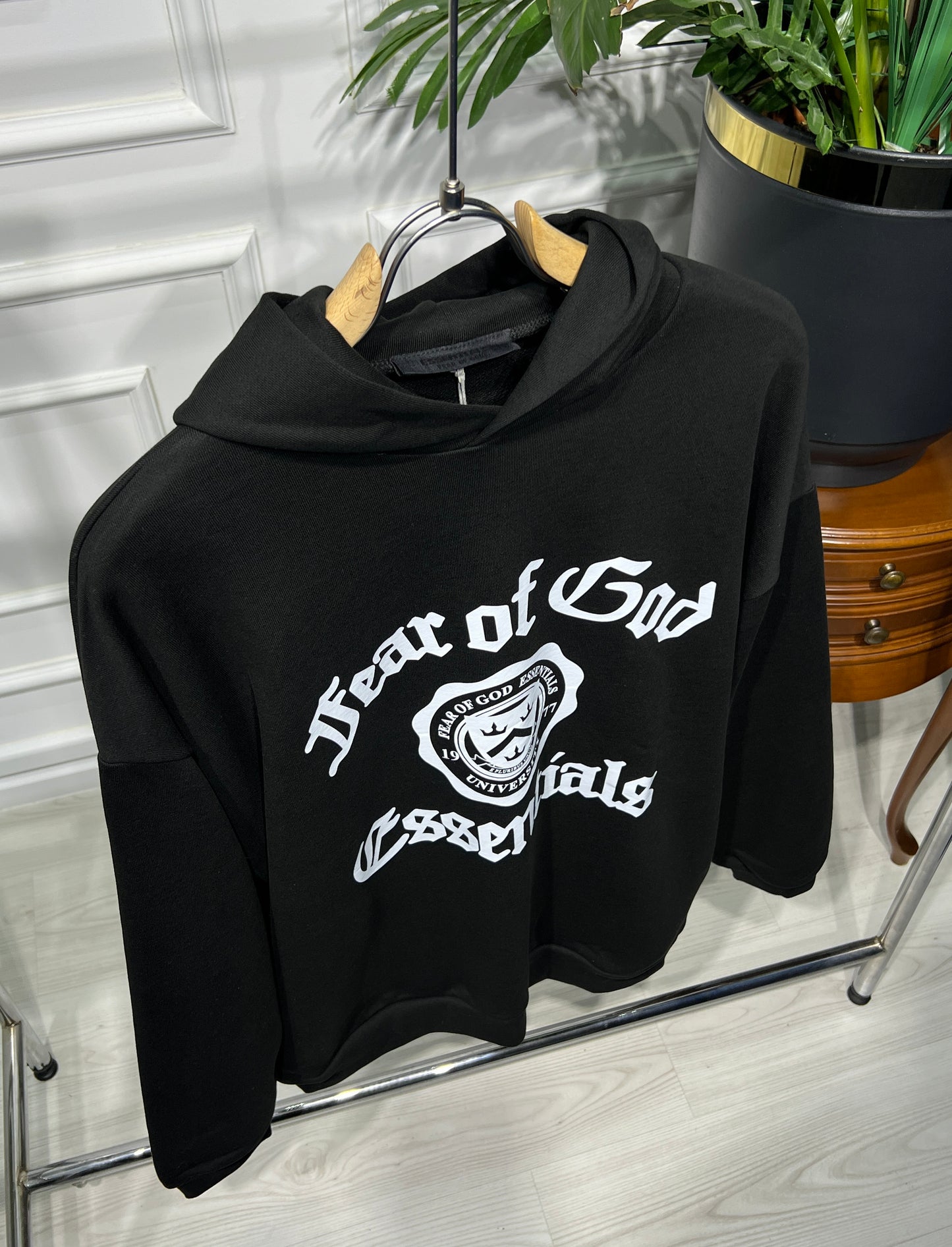 ' Fear Of God ' Black Oversized Hoodie For Men