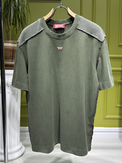 Diesel Embroidered Logo Dark Green Tshirt For Men
