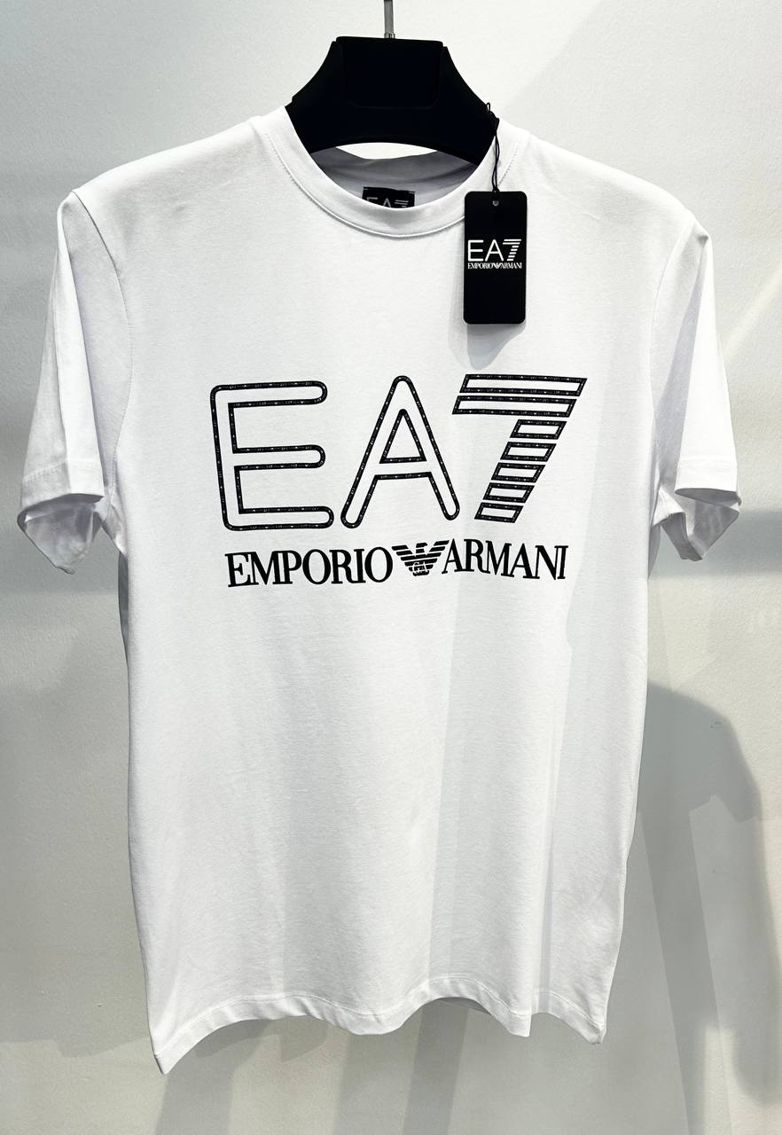 EA7 Logo Printed White Tshirt For Men