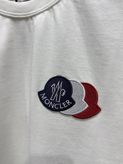 Embroidered Tricolor Logo White Tshirt For Men