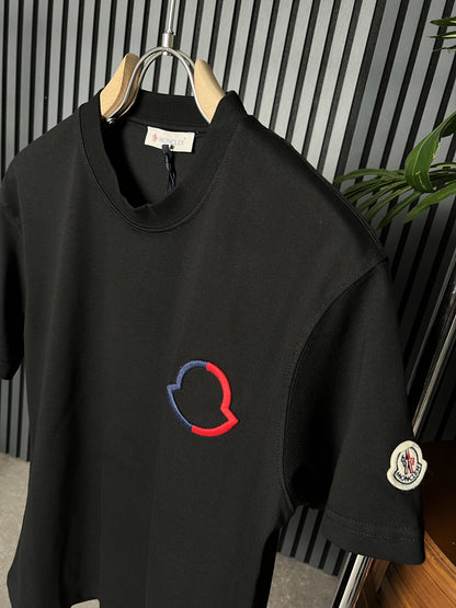 Moncler Embriodered Logo Black Tshirt For Men