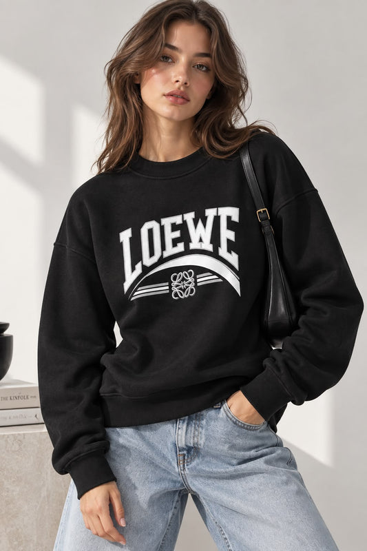 Black oversized logo printed sweatshirt for women