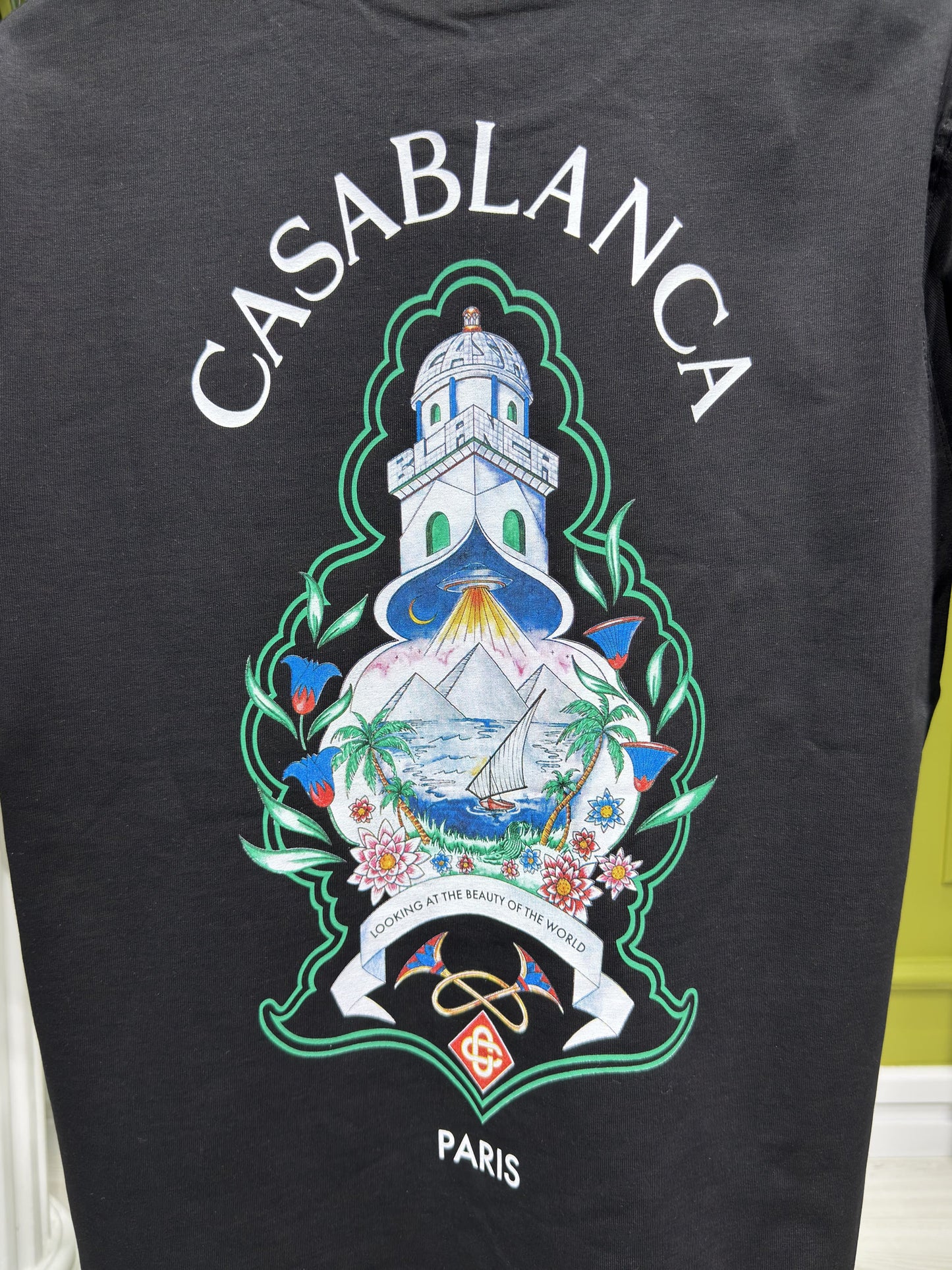 Casablanca Logo Printed Black Tshirt For Men