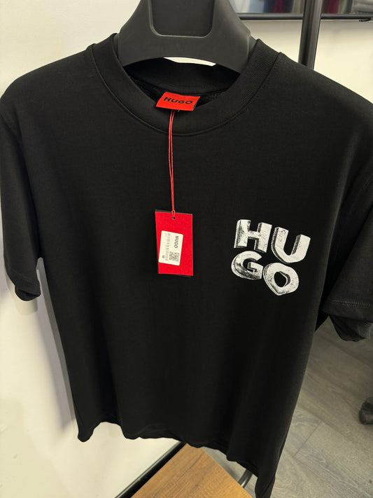 HUGO Logo Printed Black Tshirt For Men