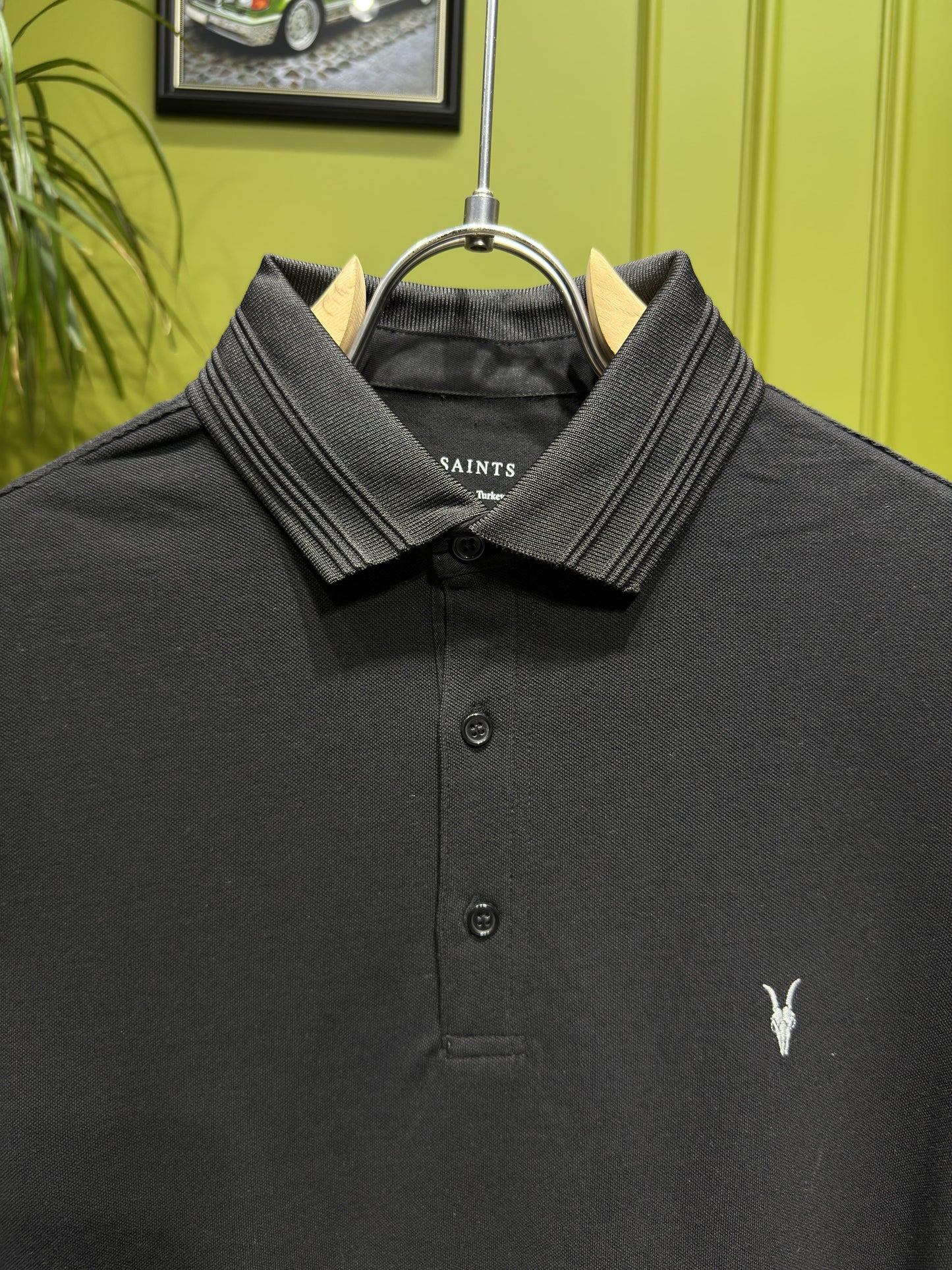 Allsaints Black Polo Tshirt For Men