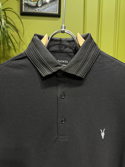 Allsaints Black Polo Tshirt For Men