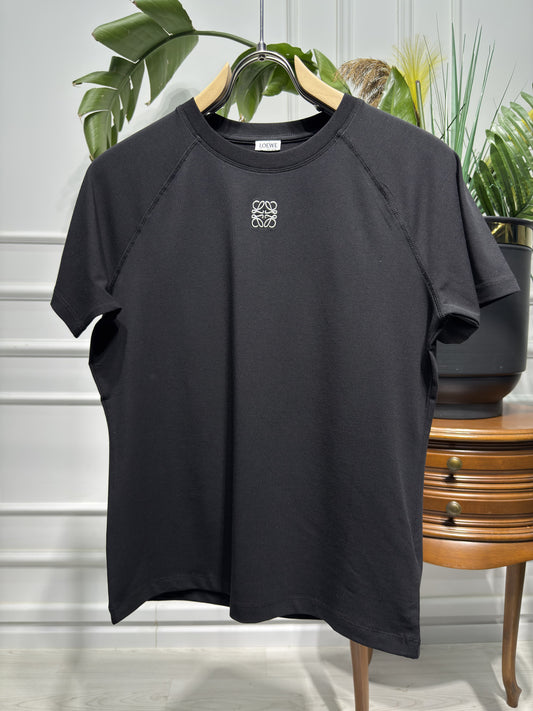 Anagram Embroidered Logo Black Tshirt For Women