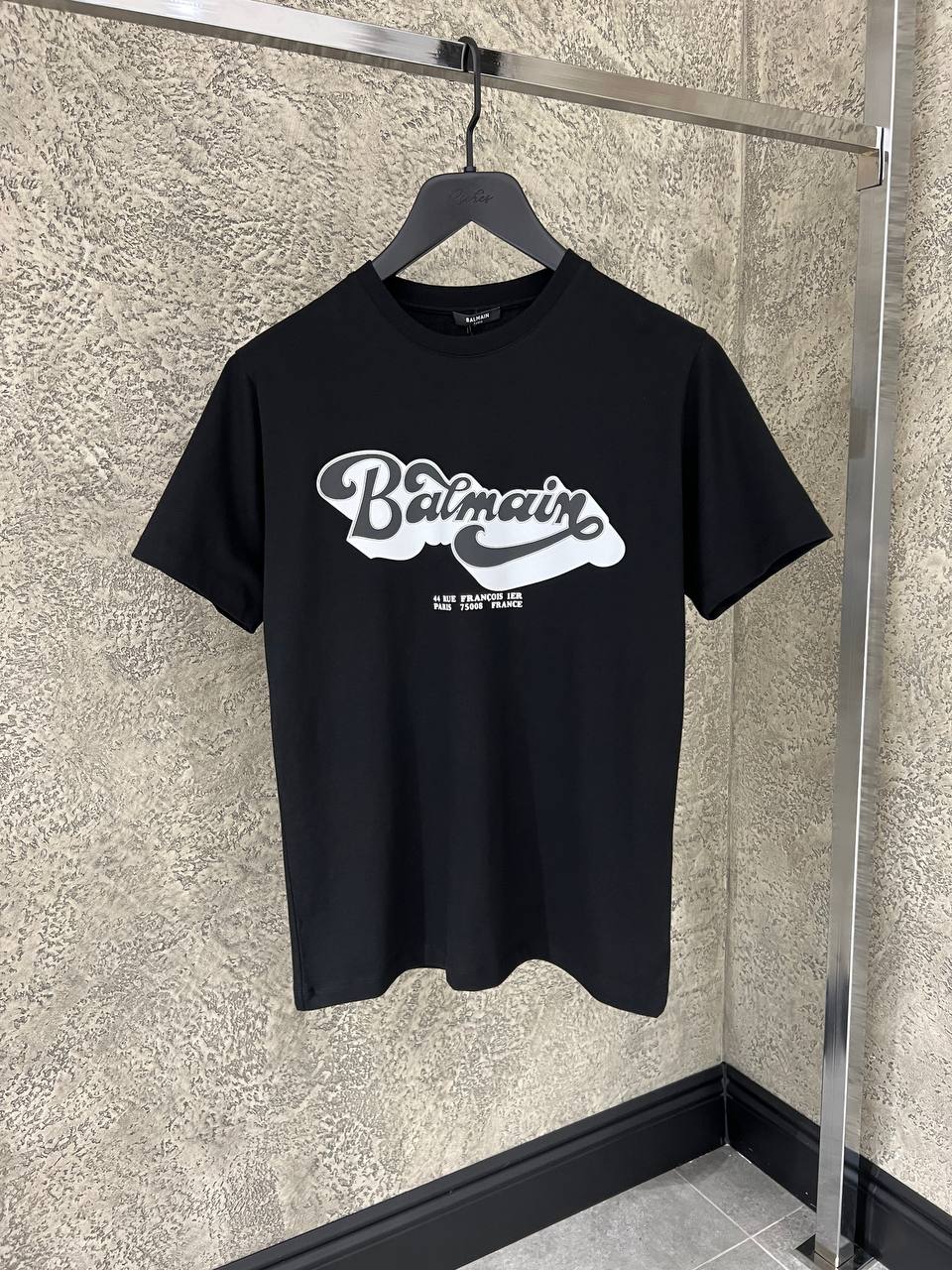 Balmain Printed Black Tshirt For Men