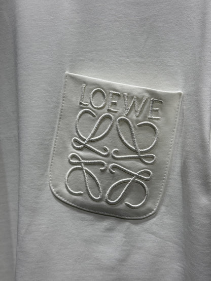 Loewe Embroidered Logo Pocket White Tshirt For Men
