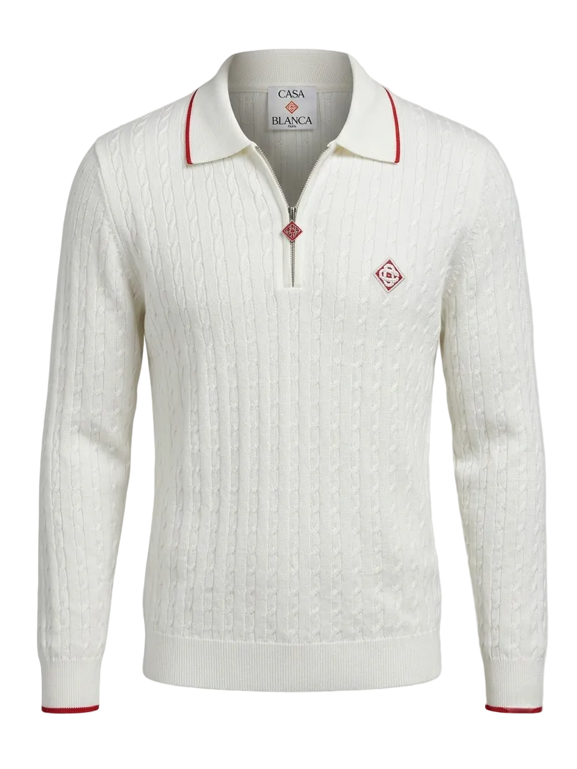Casablanca White cable-knit polo for Men