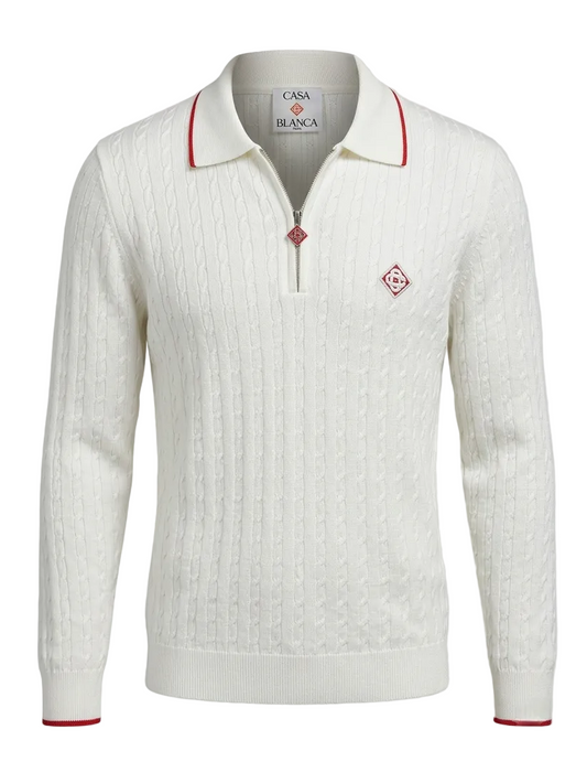 Casablanca White cable-knit polo for Men