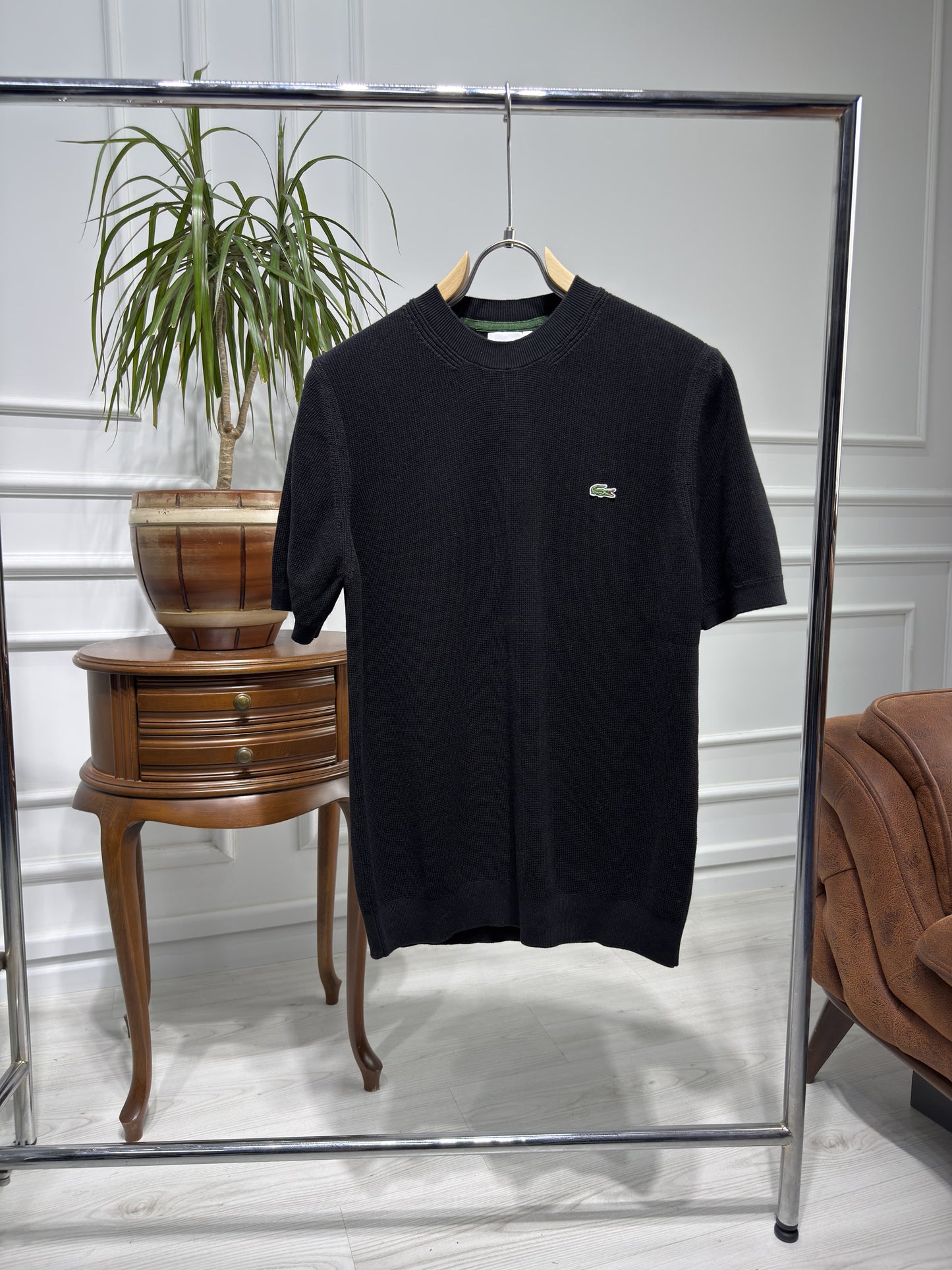 Lacoste Black Knitted Tshirt For Men