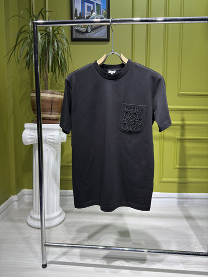 Loewe Embroidered Logo Pocket Black Tshirt For Men