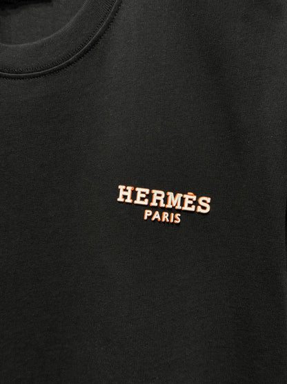 Hermes Rubber Logo Black Tshirt For Men