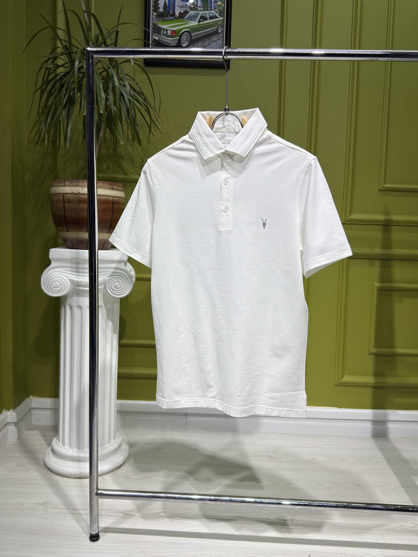 Allsaints White Polo Tshirt For Men