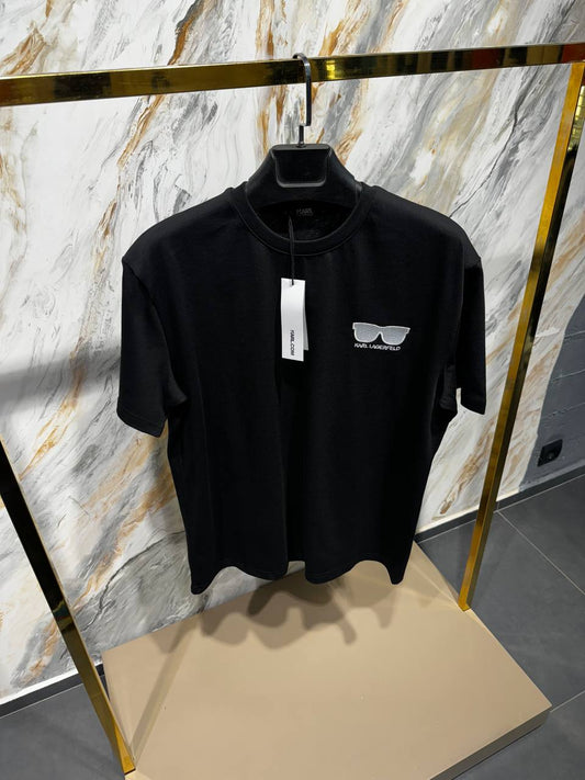 Karl Lagerfeld Embroidered Logo Black Tshirt For Men