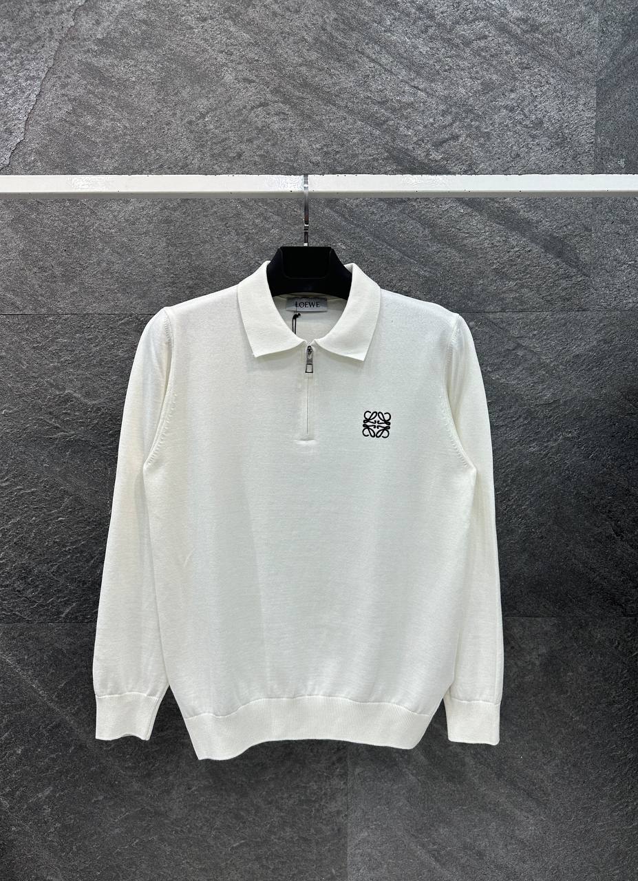 Half-zip Embroidered Logo White Polo For Men