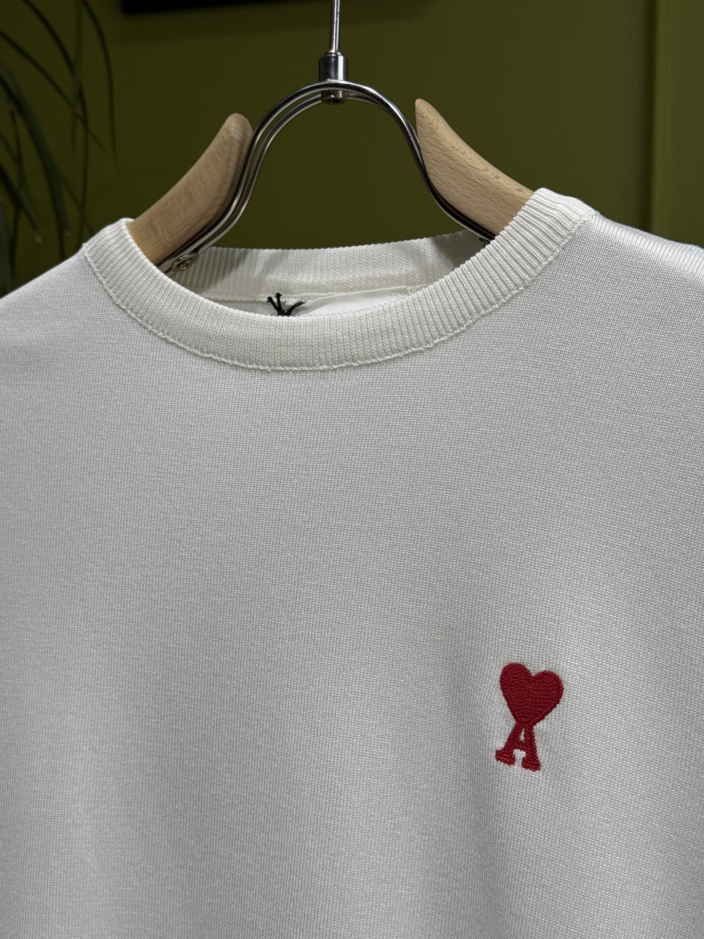 Ami Paris White Knitted Tshirt For Men