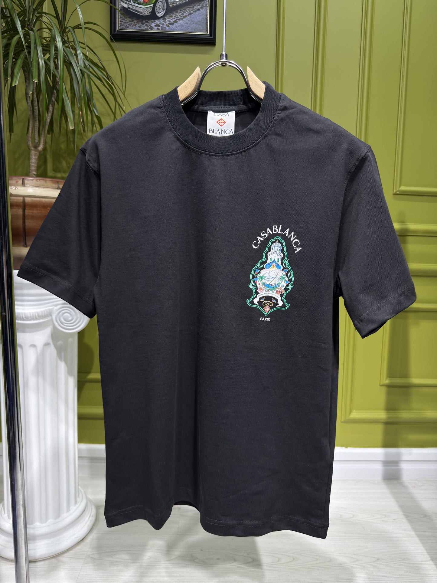 Casablanca Logo Printed Black Tshirt For Men