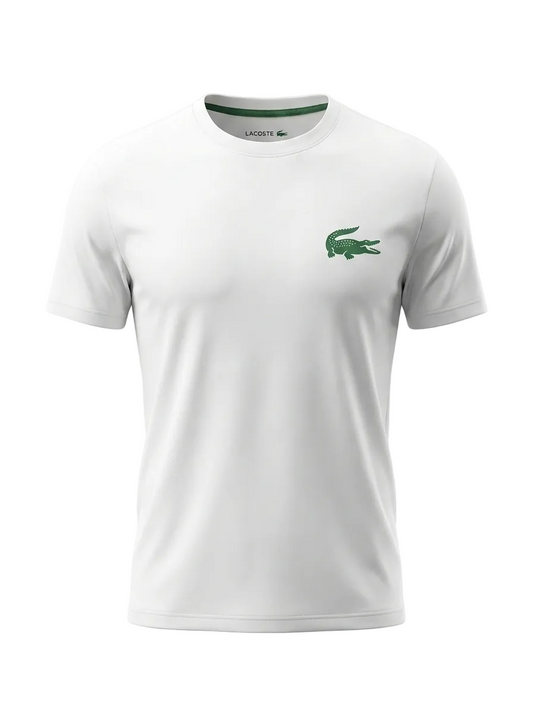 Lacoste Logo Printed White Tshirt For Men