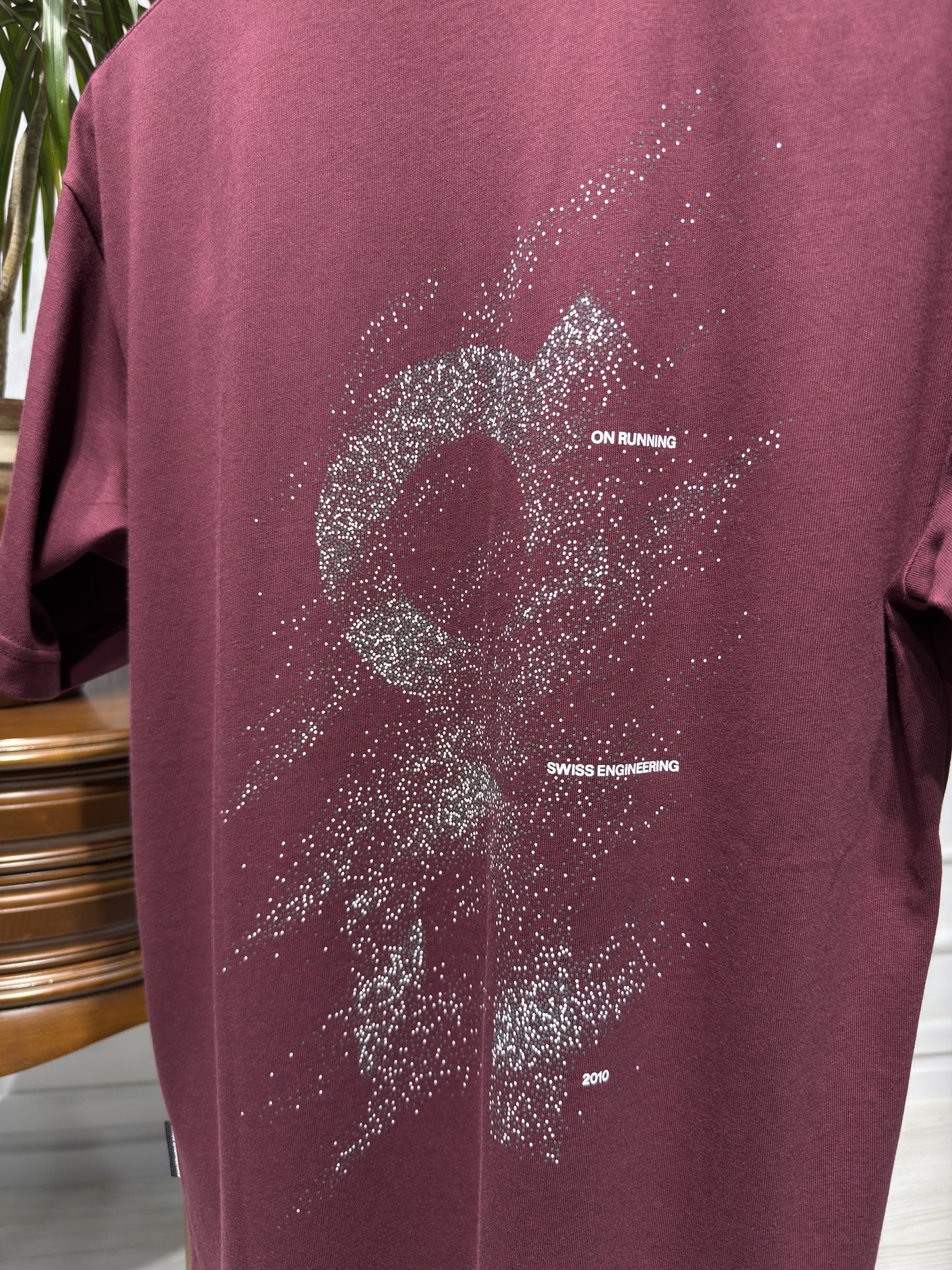 On Burgundy Relaxed-fit Tshirt For Men