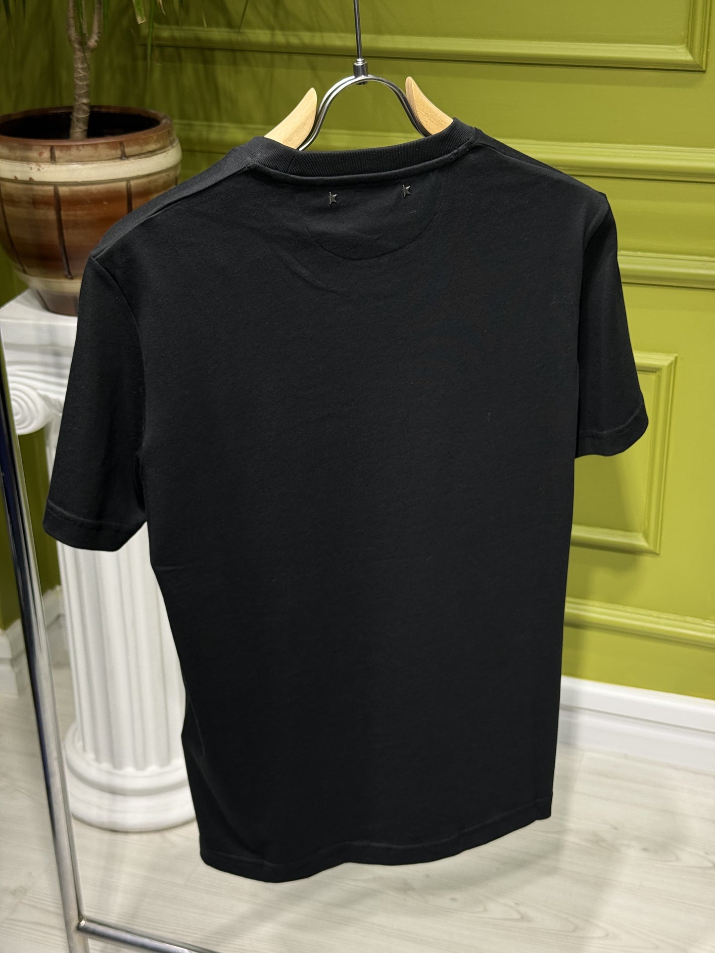 Golden Goose Logo Printed Black Tshirt For Men