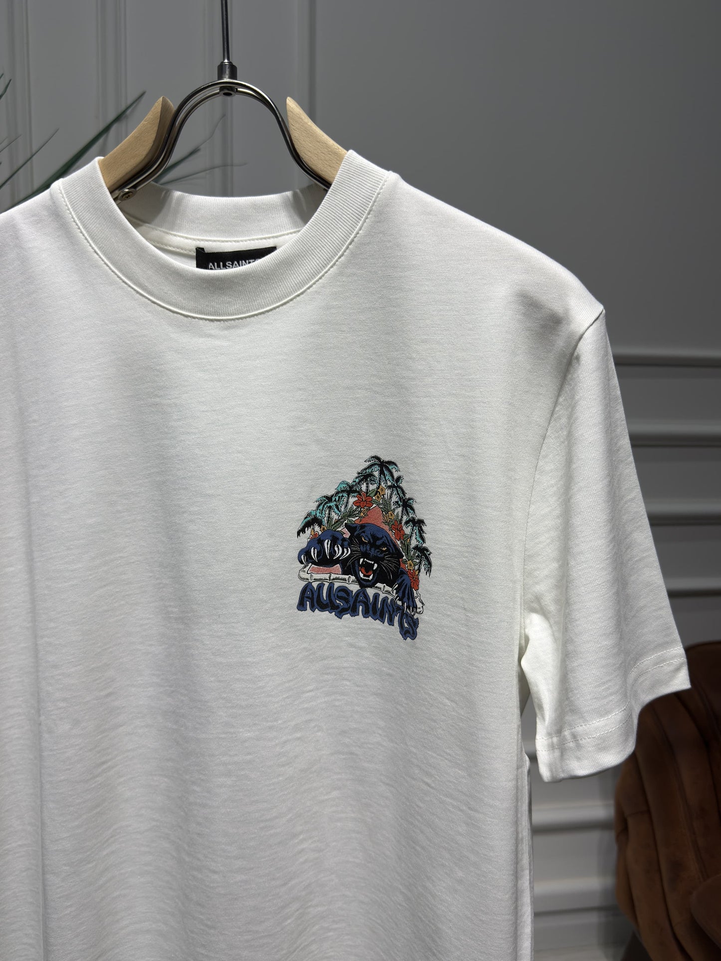 Allsaints Pounce Graphic White Relaxed-fit Tshirt For Men