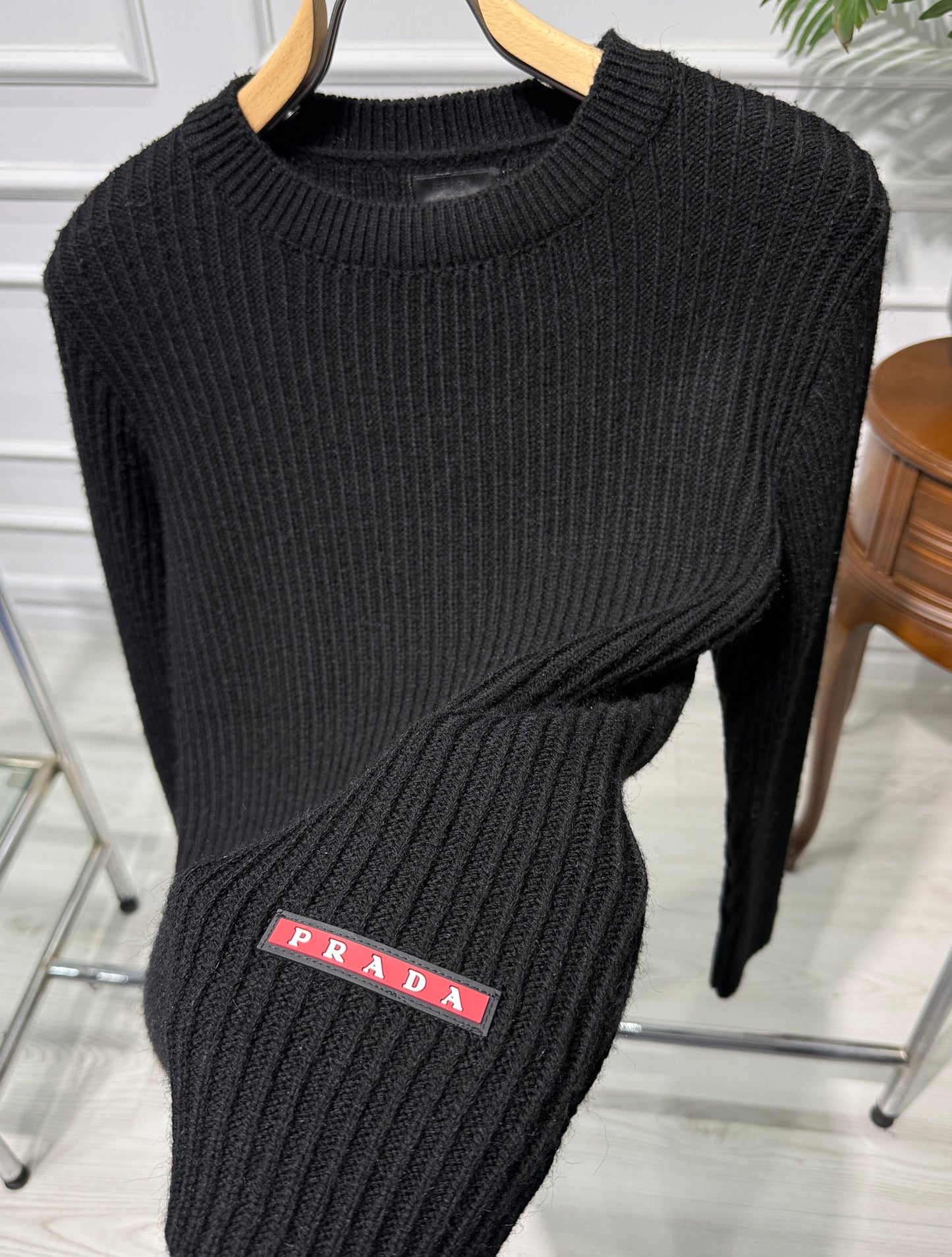 Black Wool Pullover for Men