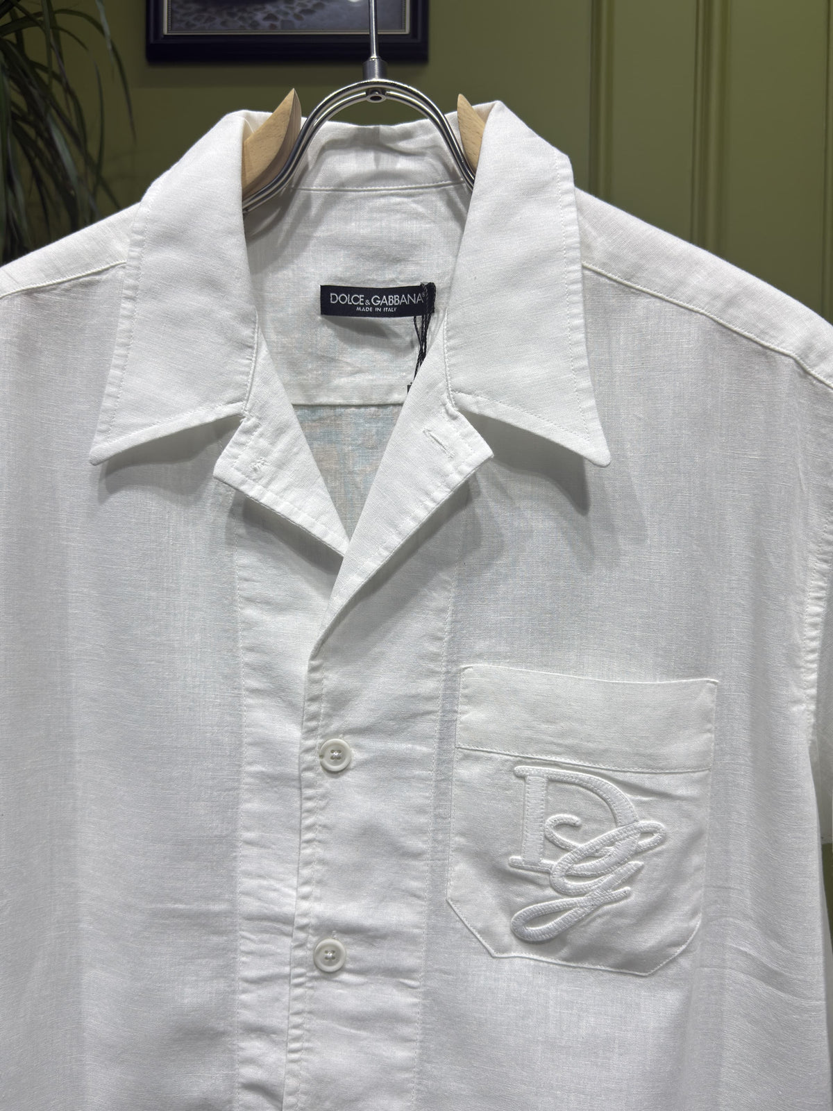 Dolce & Gabbana Logo-Tag Linen Shirt For Men