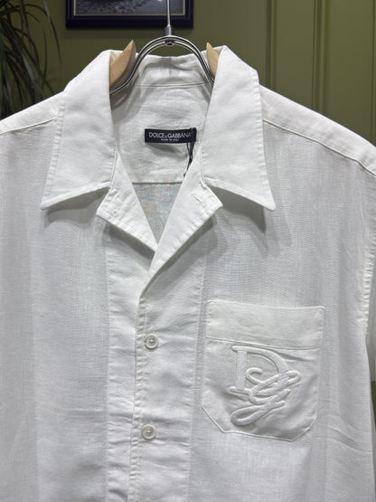 Dolce & Gabbana Logo-Tag Linen Shirt For Men