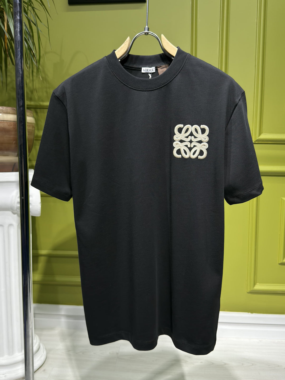 LOEWE x Paula's Ibiza Anagram Embroidered Black T-Shirt For Men