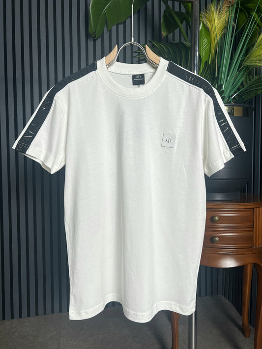 AX White Tshirt With Shoulder Logo For Men