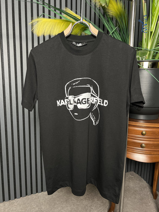 Karl Lagerfeld Logo Printed Black Tshirt For Men