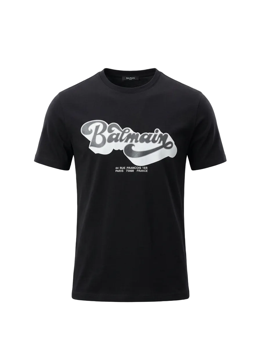 Balmain Printed Black Tshirt For Men