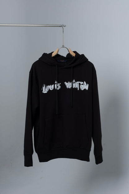 Louis Vuitton Printed Logo Black Hoodie