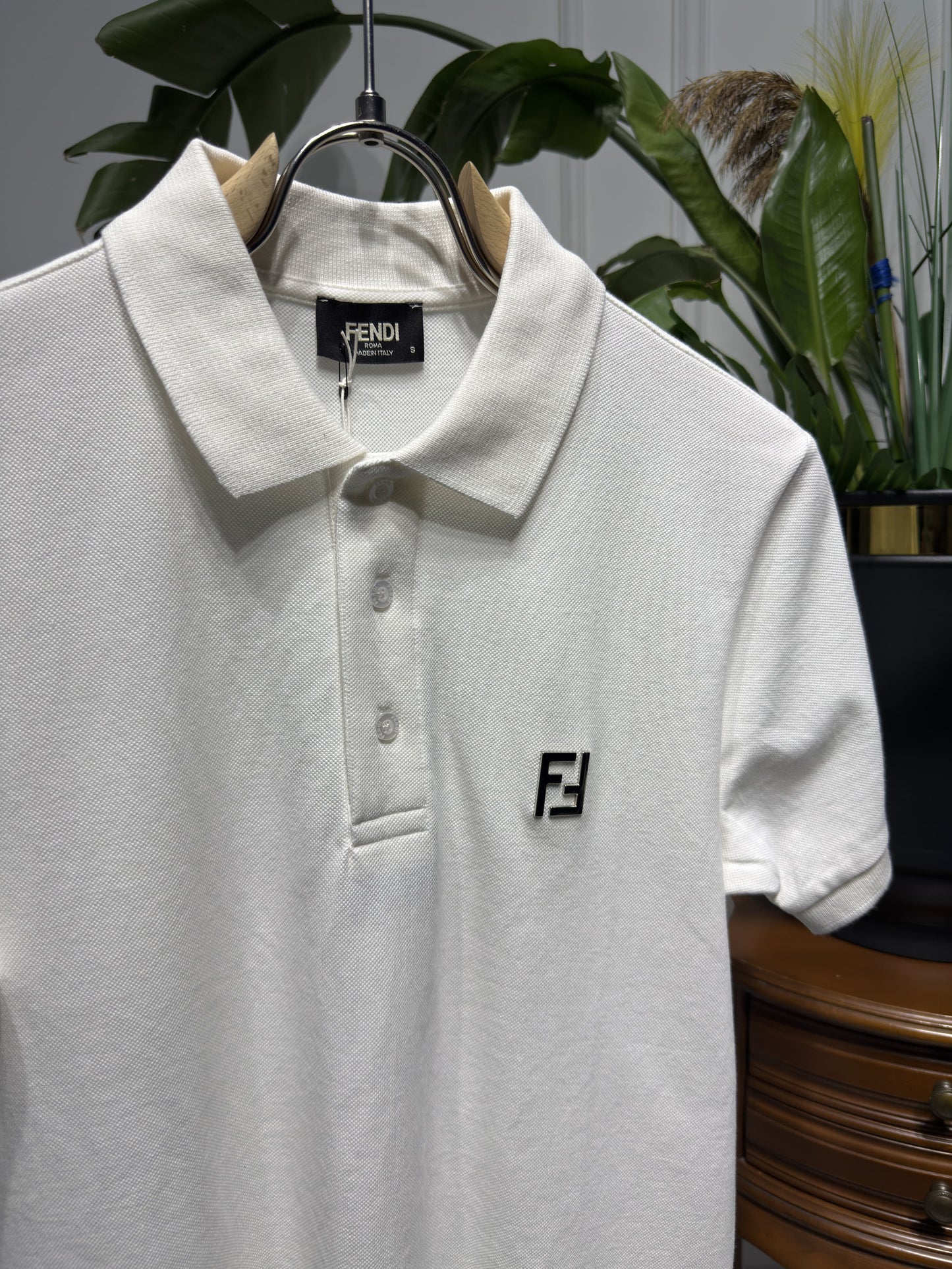 FF Metal Logo White Polo Tshirt For Men