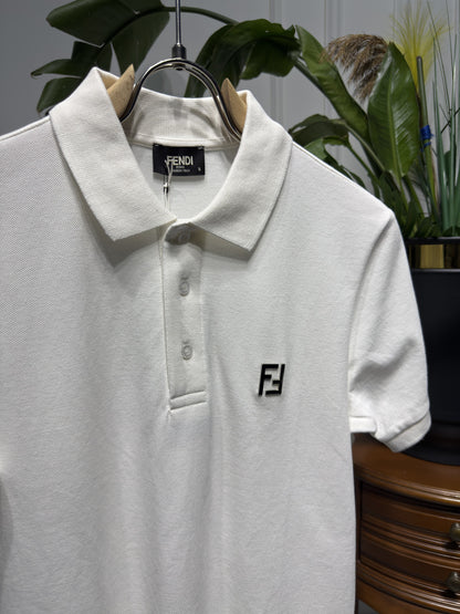FF Metal Logo White Polo Tshirt For Men