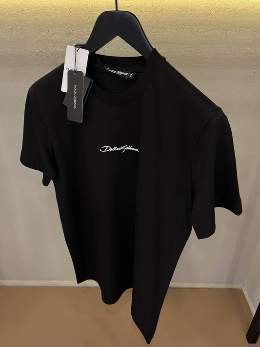 Embroidered Logo Black Tshirt For Men