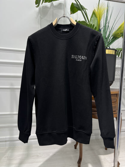 Balmain Vintage Gel Logo Black Sweatshirt For Men