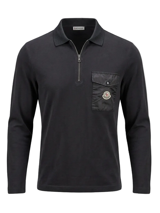 Moncler Half-zip Black Polo for Men