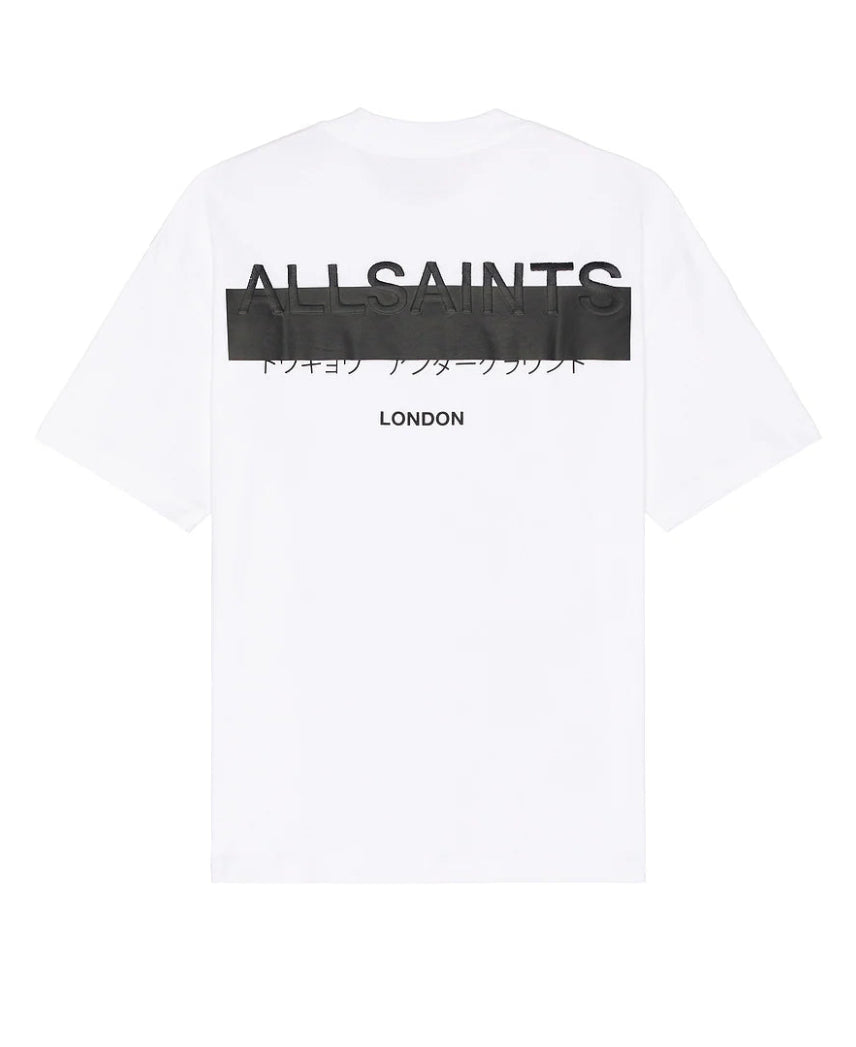 Allsaints Redact White Relaxed-fit Tshirt For Men