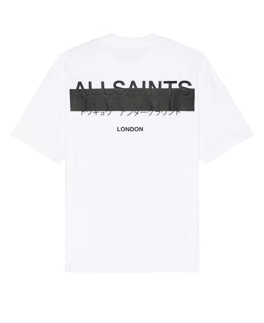 Allsaints Redact White Relaxed-fit Tshirt For Men