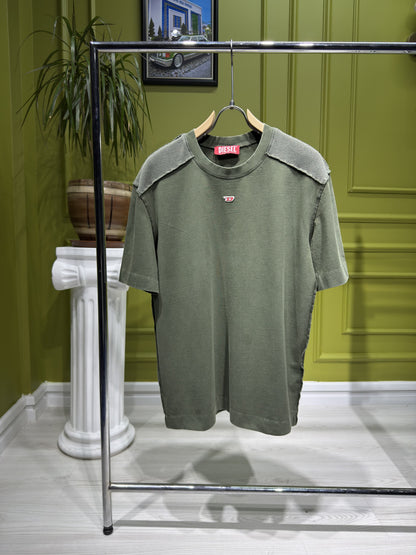 Diesel Embroidered Logo Dark Green Tshirt For Men