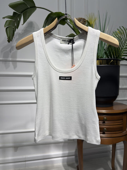 Logo-patch White Tank Top For Women