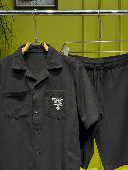 Prada Black Linen Set For Men