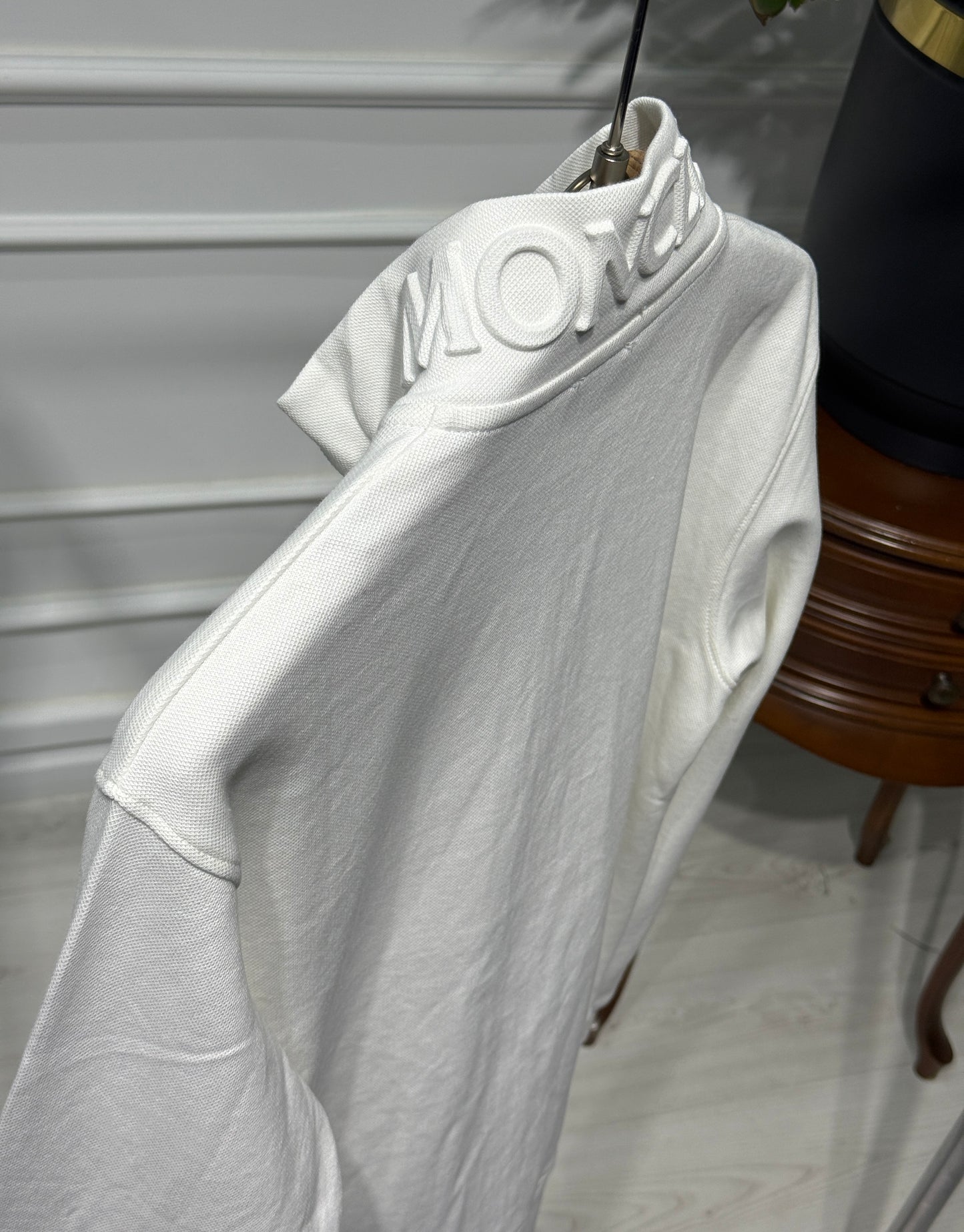 Embroidered Logo White Full-zip Sweatshirt for Men